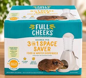 Full Cheeks Guinea Pig 3-in-1 Space Saver Food & Water Dispenser Small Pets